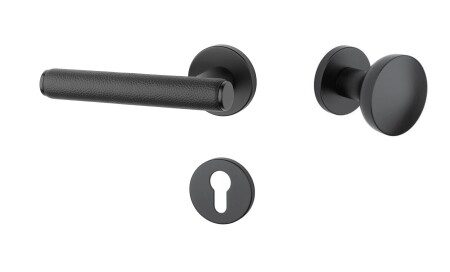 Dveřní kování MP AS - EGERIA - R 7S (BS - Černá matná / černá kůže)