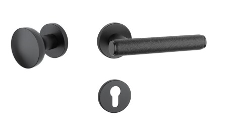 Dveřní kování MP AS - EGERIA - R 7S (BS - Černá matná / černá kůže)