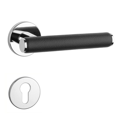 Dveřní kování MP AS - EGERIA - R 7S (OC - ​​Chrom lesklý / černá kůže)