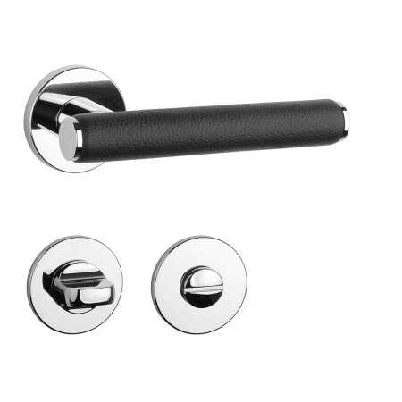 Dveřní kování MP AS - EGERIA - R 7S (OC - ​​Chrom lesklý / černá kůže)