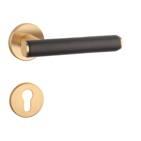 Dveřní kování MP AS - EGERIA - R 7S (OLS - Mosaz broušená / hnědá kůže)