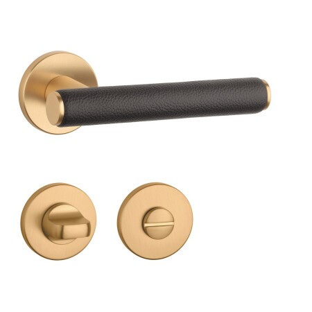 Dveřní kování MP AS - EGERIA - R 7S (OLS - Mosaz broušená / hnědá kůže)