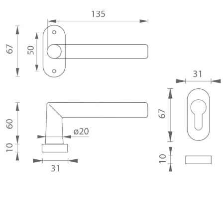 Dveřní kování MP Favorit - UOR (ČERNÁ MATNÁ)
