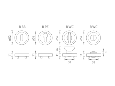 Dveřní rozeta MP TI - R dělená (OGS - Bronz česaný matný)