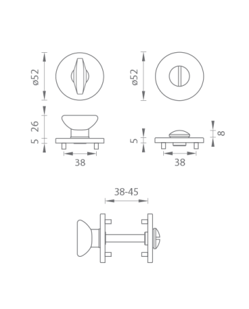 Dveřní rozeta MP TI - R 5S (CUM - Měď matná)