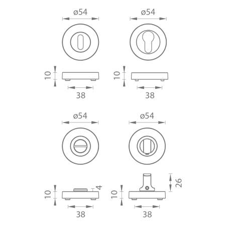 Dveřní rozeta MP - RS (BN - Broušená nerez)