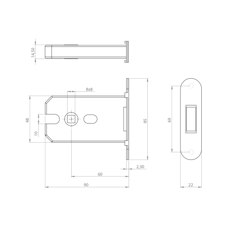 Magnetický zámek MP MPK s protiplechem (BS - Černá matná)