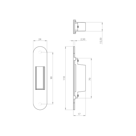 Magnetický zámek MP MPK s protiplechem (BS - Černá matná)
