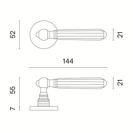 Dveřní kování MP AS - TIARELLA - R 7S (OLV - Mosaz leštěná lakovaná)