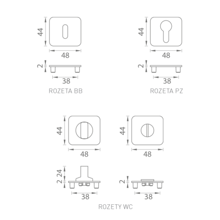 Dveřní rozeta ke klice MP GK - ONE - HR (BN - Broušená nerez)