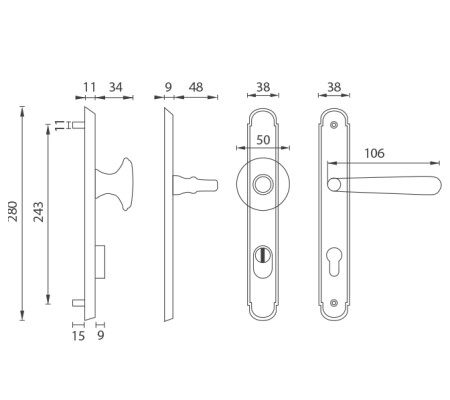 Ochranné kování MP NI - ALT WIEN K (OBMP - Staromosaz matný lak)