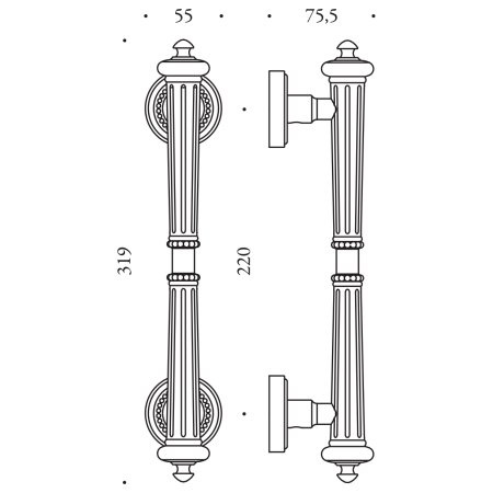 Dveřní madlo MP CB - MADLO BYBLOS - 319/220 (BSV - bronz lesklý)