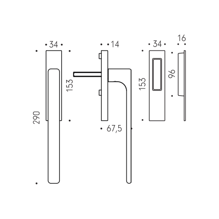 Klika na posuvné portály MP CB - HS PORTAL MOOD DUE - klika/mušle (Hnědá matná)