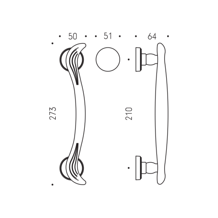 Dveřní madlo MP PIUMA - 273/210 (Bronz antik)