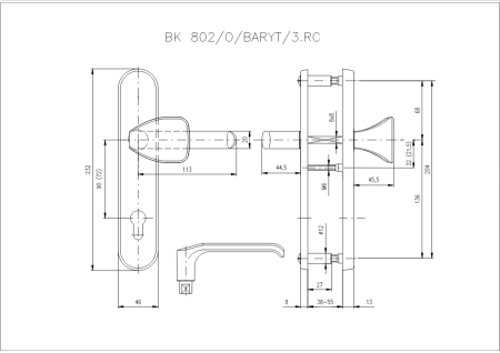 Bezpečnostní kování ROSTEX 802/O BARYT (NEREZ MAT)