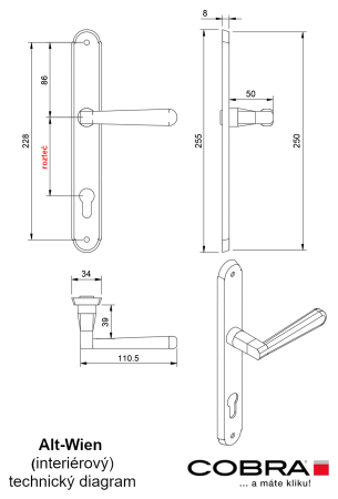 Dveřní kování COBRA ALT WIEN (OCS - chrom matný)