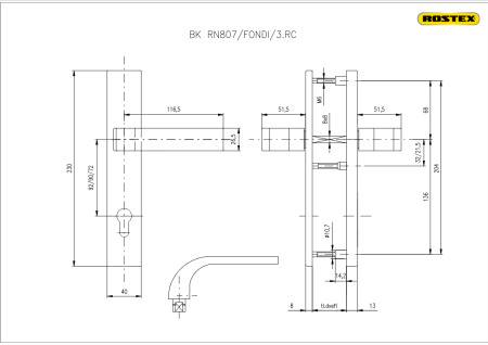 Bezpečnostní kování ROSTEX RN807 FONDI (NEREZ MAT)