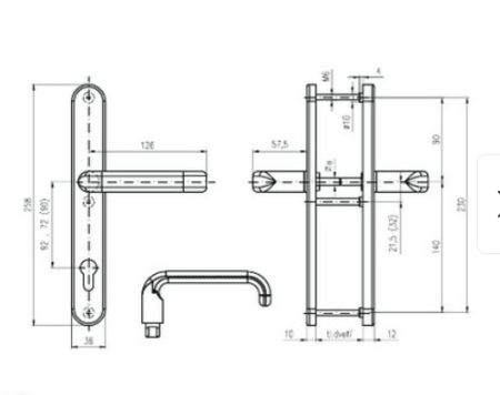 Bezpečnostní kování ROSTEX BK 807 GRANDE - PANIK  (NEREZ-MAT)