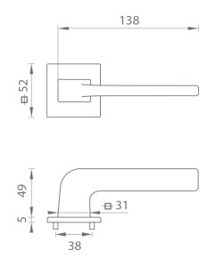 Dveřní kování MP DARA - HR 4007 5SQ T1 (OC - ​​Chrom lesklý )