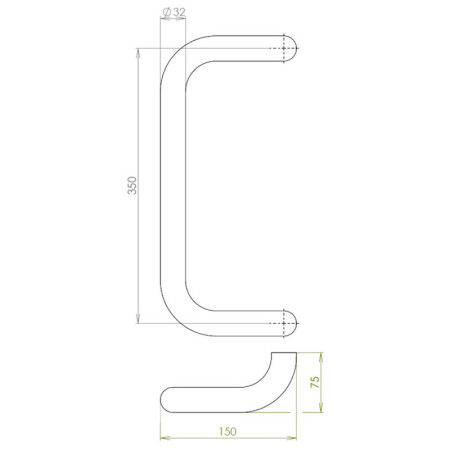 Nerezové dveřní madlo "G" HOLAR, ø 32 mm - Satin mat