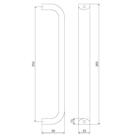 Nerezové dveřní madlo „D“ HOLAR, 255 mm jednostranné - Satim mat