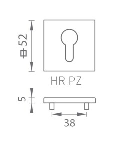 Dveřní rozeta MP - TI -  HR 5SQ T3 (BS - Černá matná)