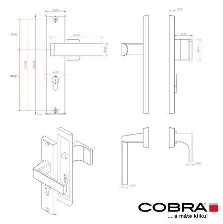 Ochranné kování COBRA C201 s překrytkou (Titan)