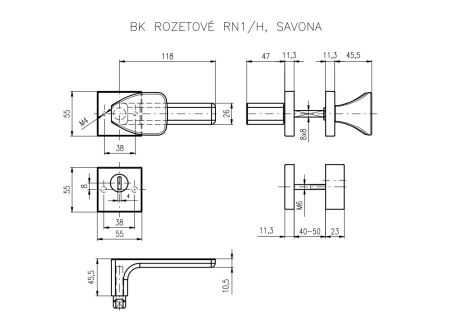 Bezpečnostní kování ROSTEX RN3/H přídavné (nerez mat)