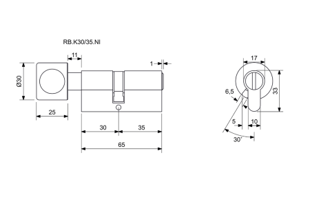 Slepá vložka s knoflíkem RICHTER RB.K30/35.NI