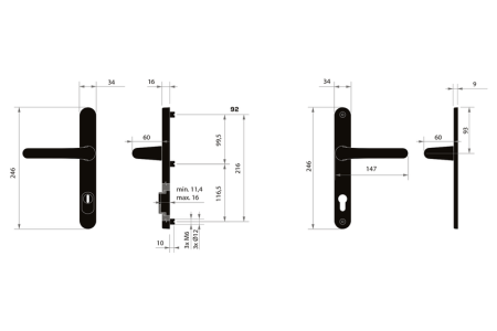 Bezpečnostní kování MP MPK - SECURO A04 - USO COSLAN (F9 - Nerez elox)