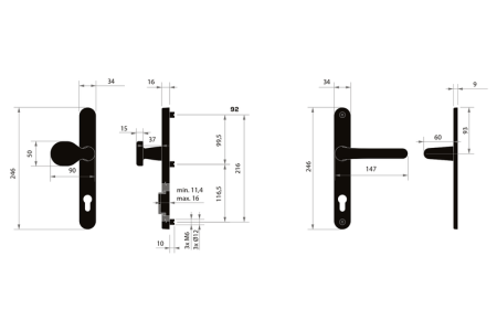 Bezpečnostní kování MPK - SECURO A04 - USO M1 COSLAN (F5 - Černá matná)