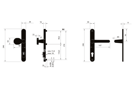 Bezpečnostní kování MPK - SECURO A04 PLUS - USO M1 COSLAN (F9 - Nerez elox) - s překrytkou