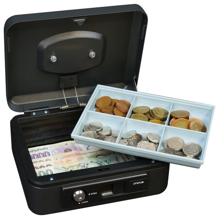 Ocelová pokladnička s páčkou RICHTER LC.200 (černá matná)