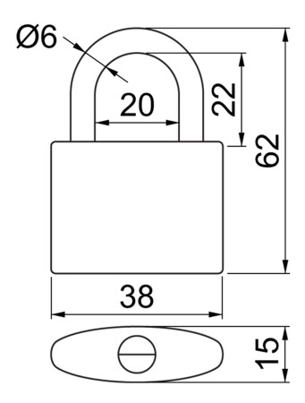 Klasický litinový zámek s barevným potiskem  RICHTER RV.OVAL.38.JU3