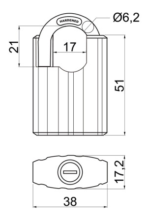 Ocelový visací zámek s krytem třmenu RICHTER RV.STONE.38