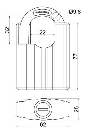 Ocelový visací zámek s krytem třmenu  RICHTER RV.STONE.63