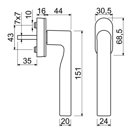 Okenní klika RICHTER RHW.167 (bílá .F9016)