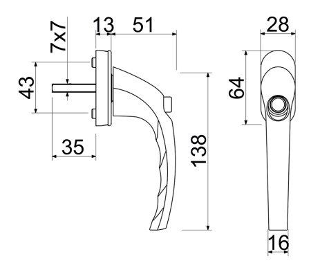 Uzamykatelná okenní klika RICHTER RHW.179.P. (F9016 - bílá)