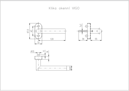Okenní klika ROSTEX VIGO (černá)