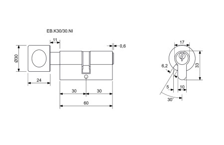 Cylindrická stavební knoflíková vložka Richter EURO BASIC RC1