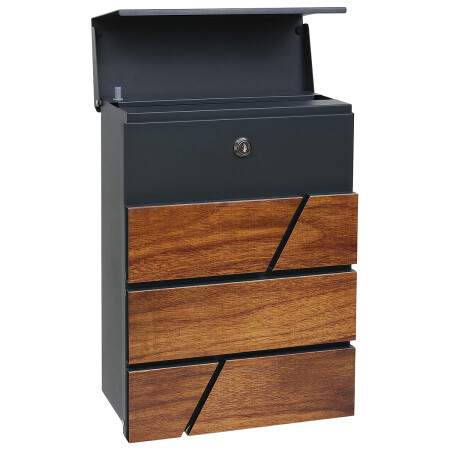 Poštovní schránka RICHTER BK.524.WO.AM (antracit matná s potiskem dřeva)