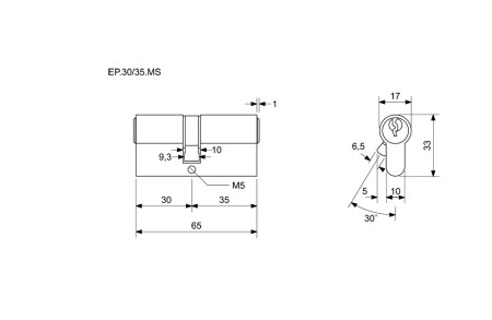 Cylindrická stavební oboustranná vložka Richter EURO PLUS RC1