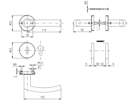 VÝPRODEJ  Dveřní kování ROSTEX CORNO s čepy (NEREZ MAT) - BB