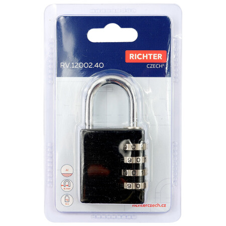 Hliníkový kódový visací zámek Richter RV.12002.40.CRN