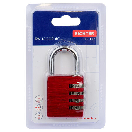 Hliníkový kódový visací zámek Richter RV.12002.40.CRV