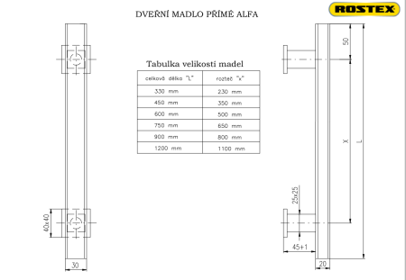 Dveřní madlo ROSTEX ALFA (černé) - oboustranné