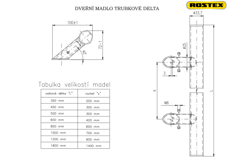 Dveřní madlo ROSTEX DELTA (NEREZ MAT) - oboustranné