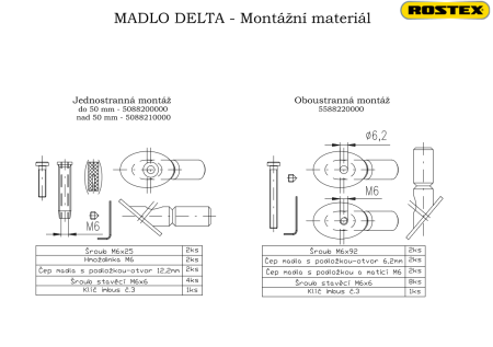 Dveřní madlo ROSTEX DELTA (černé) - jednostranné