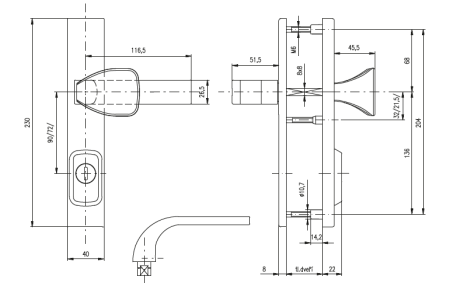 Bezpečnostní kování ROSTEX RN802 FONDI (PLATINA MAT)