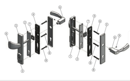 Bezpečnostní kování ROSTEX RN802 FONDI (NEREZ MAT TITAN)